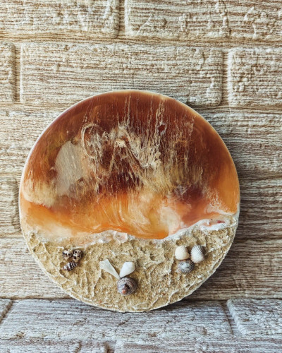 دیوار کوب رزینی طرح غروب دریا