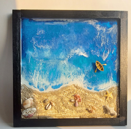 تابلو رزینی مربع طرح دریا