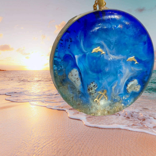 گردنبند رزینی طرح دریا