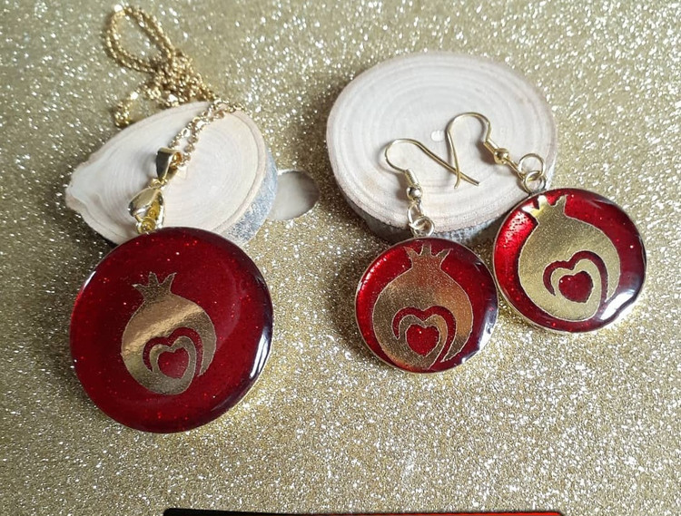 نیم ست رزینی طرح انار